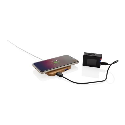 5W-Wireless-Charger aus Bambus mit USB braun | ohne Werbeanbringung | Nicht verfügbar | Nicht verfügbar