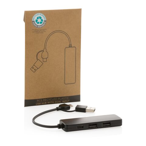 RCS recycelter USB-Hub mit Dual-Input schwarz | ohne Werbeanbringung | Nicht verfügbar | Nicht verfügbar