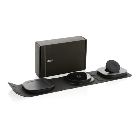 Swiss Peak 15W 3-in 1 Wireless-Reise-Charger aus RCS Plastik grau-schwarz | ohne Werbeanbringung | Nicht verfügbar | Nicht verfügbar