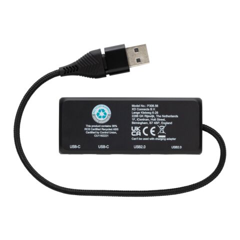 Link Dual Input USB Hub aus RCS rec. Kunststoff und Bambus schwarz | ohne Werbeanbringung | Nicht verfügbar | Nicht verfügbar