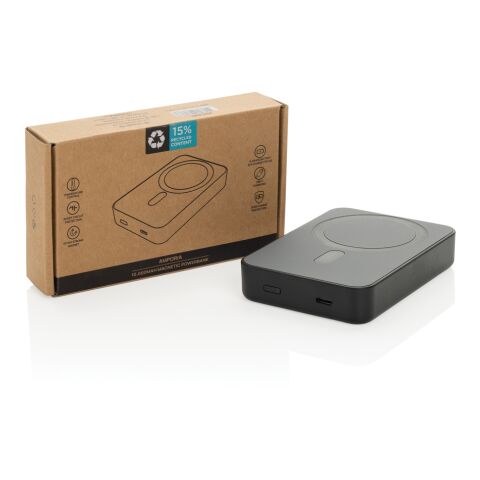 Amporia 10.000mAh magnetische Powerbak aus RCS rec. ABS schwarz | ohne Werbeanbringung | Nicht verfügbar | Nicht verfügbar