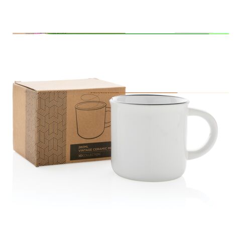 Vintage Keramiktasse weiß-weiß | ohne Werbeanbringung | Nicht verfügbar | Nicht verfügbar