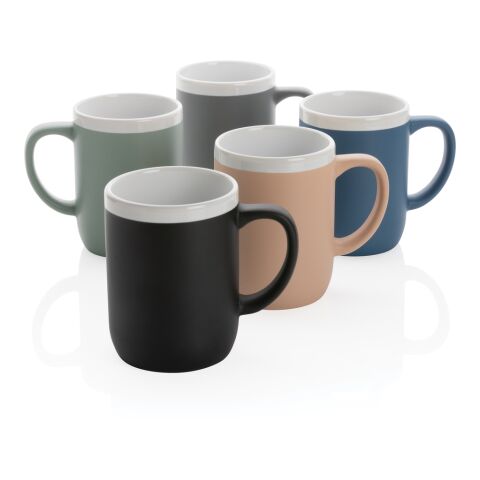Keramiktasse mit weißem Rand, 300ml schwarz-weiß
