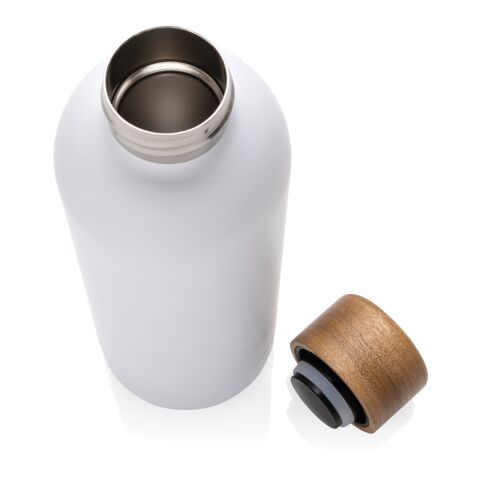Wood Vakuumflasche aus RCS recyceltem Stainless-Steel weiß | ohne Werbeanbringung | Nicht verfügbar | Nicht verfügbar