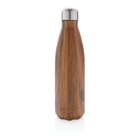 Vakuumisolierte Stainless Steel Flasche mit Holzoptik braun | ohne Werbeanbringung | Nicht verfügbar | Nicht verfügbar