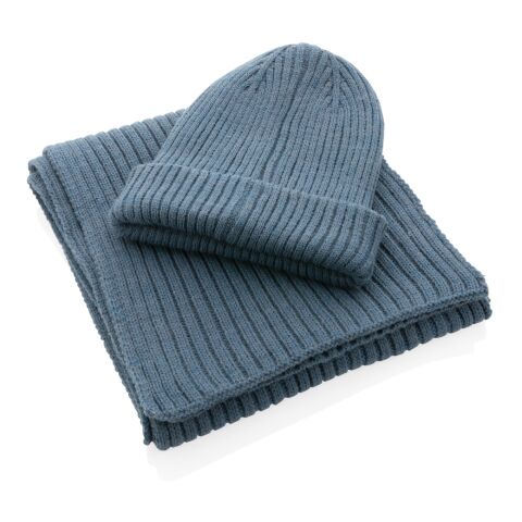 Impact AWARE™ Polylana® doppelt gestrickte Mütze blau | ohne Werbeanbringung | Nicht verfügbar | Nicht verfügbar | Nicht verfügbar