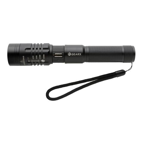 Gear X wiederaufladbare USB Taschenlampe schwarz | ohne Werbeanbringung | Nicht verfügbar | Nicht verfügbar