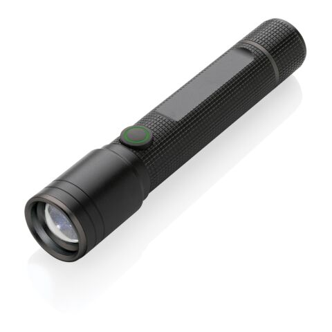 Gear X Taschenlampe aus RCS recycelt. Aluminium mit USB-Akku schwarz | ohne Werbeanbringung | Nicht verfügbar | Nicht verfügbar