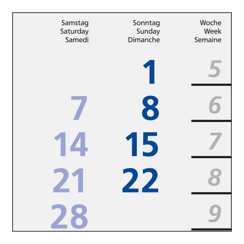 4-Monatskalender Einblatt Logic 4 Post A EXPRESS Design-Kalendarium Blau | 300 × 600 mm | ohne Werbeanbringung