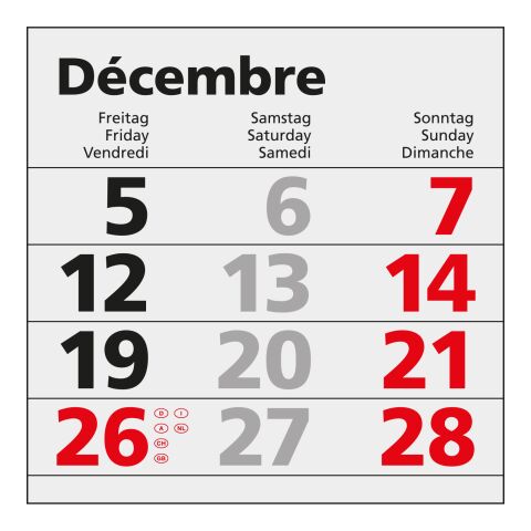 4-Monatskalender Einblatt Mega 4 Post A EXPRESS postoptimiert Hellgrau | 300 × 600 mm | ohne Werbeanbringung