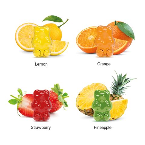 Tetraeder 15 g Trolli Fruchtgummi Standardformen weiß | ohne Werbeanbringung | Daumen | Folie 50% Papier