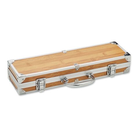 3teiliger BBQ Koffer holzfarben | ohne Werbeanbringung | Nicht verfügbar | Nicht verfügbar | Nicht verfügbar