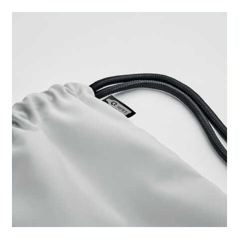Großer Beutel mit Kordelzug RPET-Polyester weiß | ohne Werbeanbringung | Nicht verfügbar | Nicht verfügbar | Nicht verfügbar