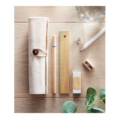 Baumwollmäppchen mit Holzknopfverschluss beige | ohne Werbeanbringung | Nicht verfügbar | Nicht verfügbar | Nicht verfügbar