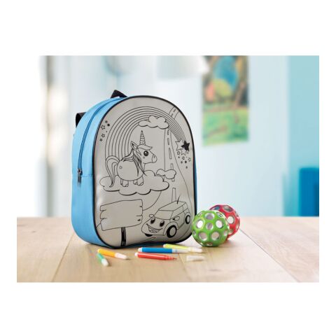 Rucksack mit 5 Filzstiften türkis | ohne Werbeanbringung | Nicht verfügbar | Nicht verfügbar | Nicht verfügbar