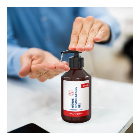 250 ml Spender - Hände-Desinfektionsgel Braun | ohne Werbeanbringung
