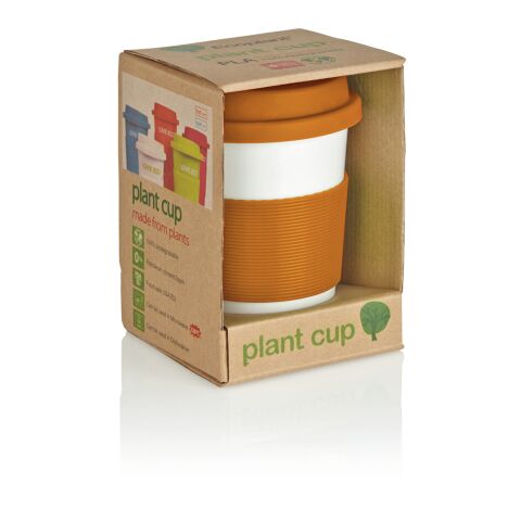 ECO PLA Kaffeebecher orange-weiß | ohne Werbeanbringung | Nicht verfügbar | Nicht verfügbar