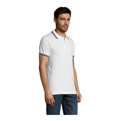 PASADENA Herren Polo 200g weiß/marine | M | ohne Werbeanbringung | Nicht verfügbar | Nicht verfügbar | Nicht verfügbar