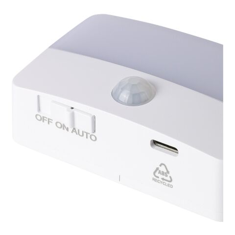 Recycelte wiederaufladbare ABS-Sensorleuchte Ari Weiß | ohne Werbeanbringung | Nicht verfügbar | Nicht verfügbar