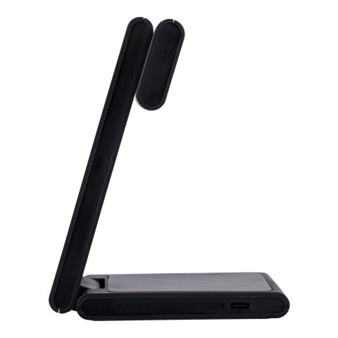 Recyceltes ABS 3-in-1 magnetisches kabelloses Ladegerät Valerio Schwarz | ohne Werbeanbringung