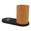 SCX.design W17 kabelloses 10W Ladepad mit Bambus-Stifthalter und Leuchtlogo holz-schwarz | ohne Werbeanbringung | Nicht verfügbar | Nicht verfügbar