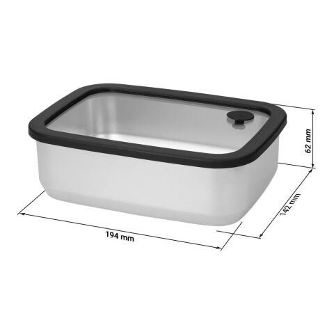 Edelstahl-Lunchbox mit Glasdeckel "RILO", 1100 ml silber | ohne Werbeanbringung | Nicht verfügbar | Nicht verfügbar