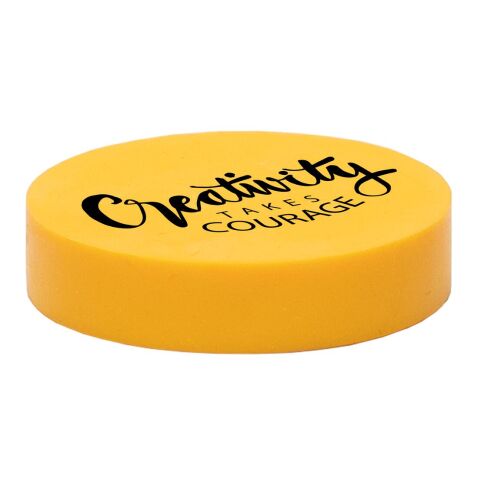 Radiergummi "Rund" standard gelb | 1-farbiger Siebdruck | Vorderseite mittig | Ø 30 mm