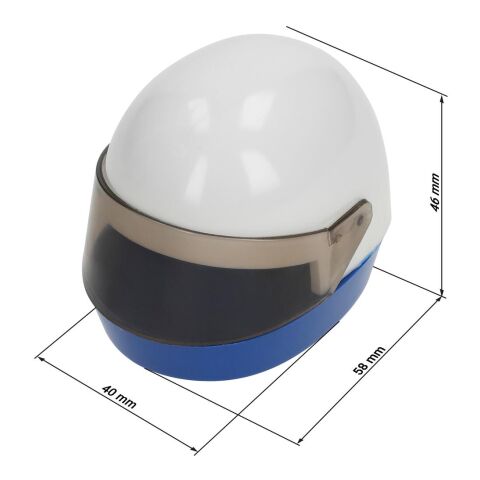 Bleistiftspitzer &quot;Helm&quot; weiß | 1-farbiger Tampondruck | auf den Boden | 25 mm x 35 mm