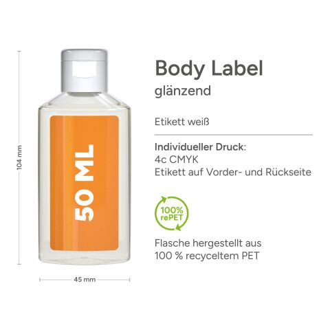 50 ml Flasche - Hände-Desinfektionsgel Transparent | ohne Werbeanbringung