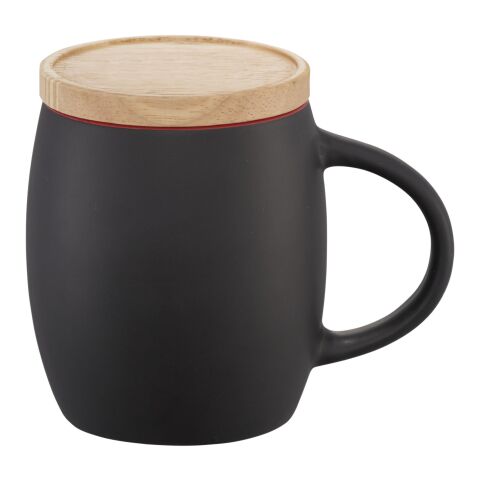Hearth Keramiktasse mit Holz Deckel &amp; Untersetzer Standard | schwarz-rot | ohne Werbeanbringung | Nicht verfügbar | Nicht verfügbar