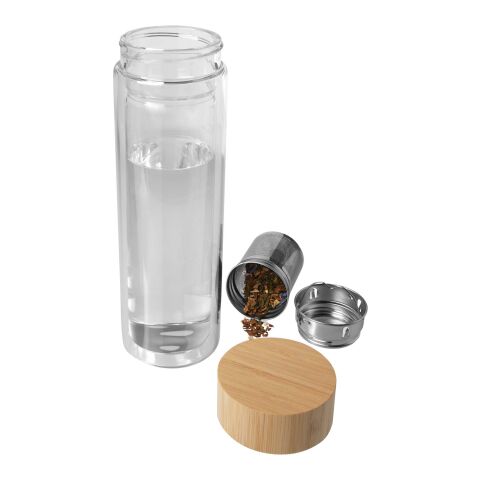 Bailey 400 ml Flasche aus Borosilikatglas mit Infuser und Bambusdeckel Standard | weiß | ohne Werbeanbringung | Nicht verfügbar | Nicht verfügbar