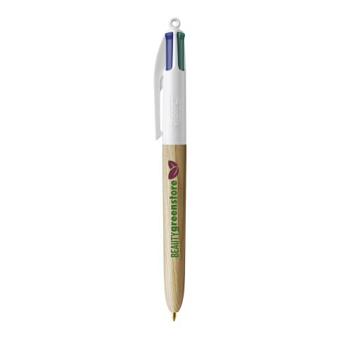 BIC® 4 Colours Wood Style Weiß-beige | 1-farbiger Siebdruck | Upper Part-gegenüber vom Clip | 22.00 mm x 10.00 mm