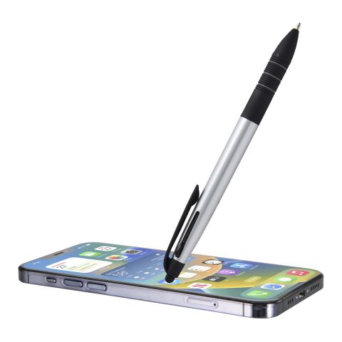 Trine 3-Farben RCS recycelter Kugelschreiber mit Stylus Standard | silber | ohne Werbeanbringung | Nicht verfügbar | Nicht verfügbar