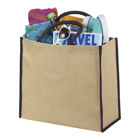 The Large Jute Tragetasche Priority | natur-schwarz | 1-farbiger Siebdruck | Rückseite | 280 mm x 220 mm