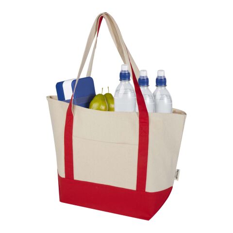 Sam 320 g/m² Tragetasche aus GRS recycelter Baumwolle Standard | rot-natur | ohne Werbeanbringung | Nicht verfügbar | Nicht verfügbar | Nicht verfügbar