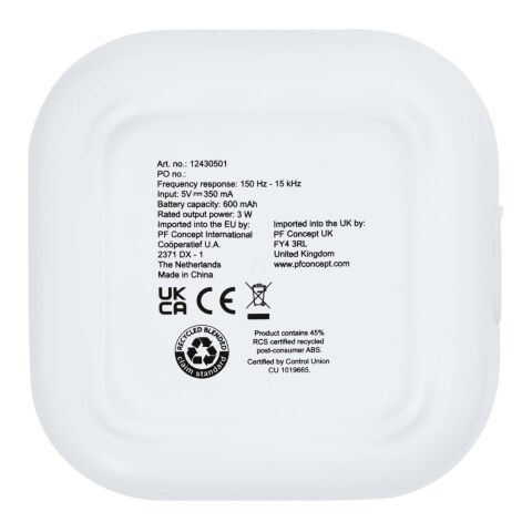 Stark 2.0 3 W Mini-Bluetooth®-Lautsprecher aus recyceltem RCS Kunststoff Standard | absolutes weiß | ohne Werbeanbringung | Nicht verfügbar | Nicht verfügbar