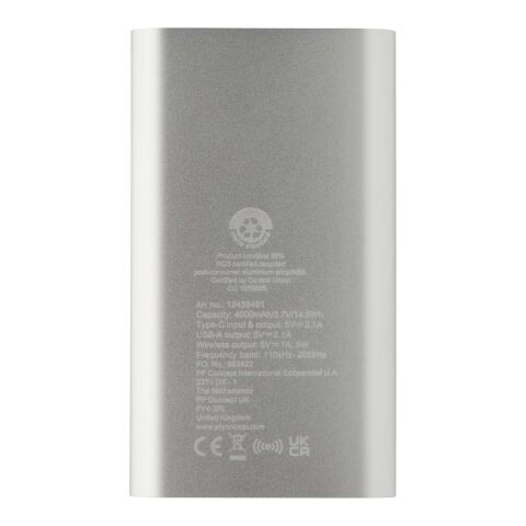 Juice 4000 mAh Typ-C kabellose Powerbank aus recyceltem Aluminium  silber