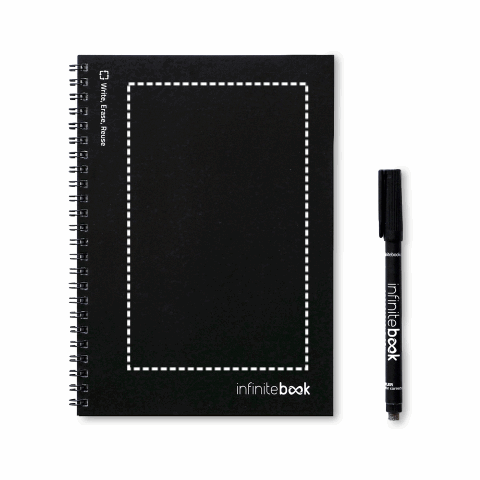 INFINITEBOOK PLAIN A5. "Infinitebook" mit flexiblem Einband und 15 unlinierten Whiteboard Seiten schwarz | ohne Werbeanbringung | Nicht verfügbar | Nicht verfügbar | Nicht verfügbar
