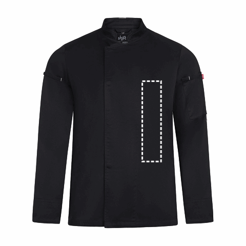 VL AGNI. Kochjacke Unisex (190 g/m²), aus Baumwolle (35 %) und recyceltem Polyester (65 %) Schwarz | ohne Werbeanbringung | Nicht verfügbar | Nicht verfügbar | Nicht verfügbar