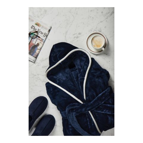 VINGA Louis Luxus Plüsch GRS rPET Bademantel Größe L/XL navy blau | ohne Werbeanbringung | Nicht verfügbar | Nicht verfügbar | Nicht verfügbar