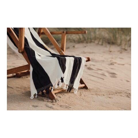 VINGA Valmer Strandtuch 450gr/m² schwarz-weiß | ohne Werbeanbringung | Nicht verfügbar | Nicht verfügbar | Nicht verfügbar