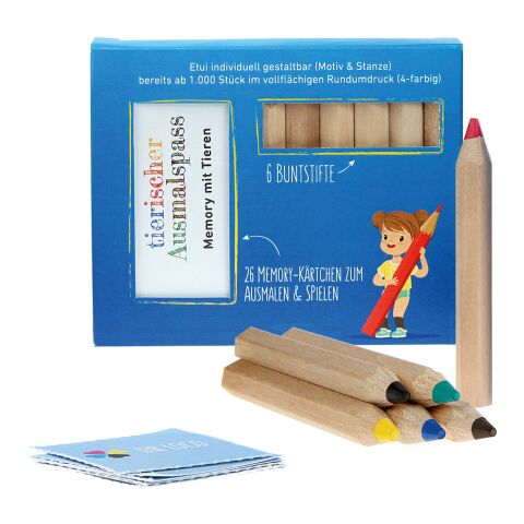 JUMBO Buntstift Memo-Set, inklusive Rundumdruck, Mal- und Spieleset ohne Werbeanbringung