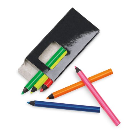 MEMLING. Bleistiftbox mit 6 Buntstiften schwarz | ohne Werbeanbringung | Nicht verfügbar | Nicht verfügbar | Nicht verfügbar