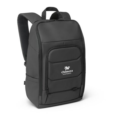 TOULON. Notebook-Rucksack aus hochdichtem 600D Polyester aus recyceltem mit einer wasserabweisenden Oberfläche 16" Schwarz | ohne Werbeanbringung | Nicht verfügbar | Nicht verfügbar | Nicht verfügbar