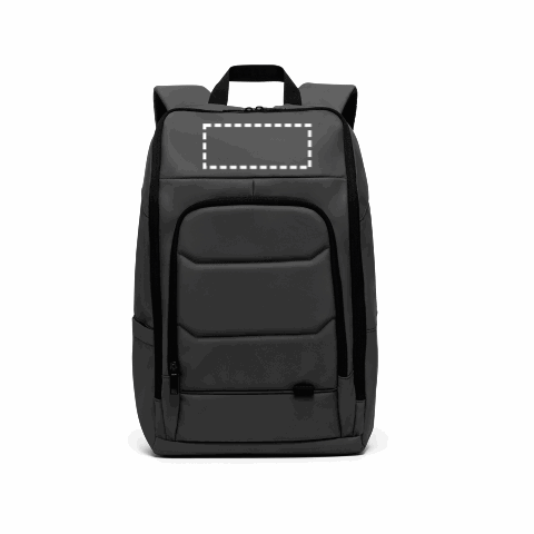 TOULON. Notebook-Rucksack aus hochdichtem 600D Polyester aus recyceltem mit einer wasserabweisenden Oberfläche 16" schwarz | ohne Werbeanbringung | Nicht verfügbar | Nicht verfügbar | Nicht verfügbar