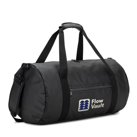 OSASCO SPORT. Sporttasche im Zylinder-Format aus hochdichtem, recyceltem 600D-Polyester mit Seitenfach für Schuhe Schwarz | ohne Werbeanbringung | Nicht verfügbar | Nicht verfügbar | Nicht verfügbar