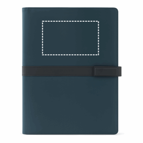 SANDERSON FOLDER. A4-Ordner aus PU (50% recycelt) mit Magnetverschluss und Notizblock mit linierten Seiten Blau | ohne Werbeanbringung | Nicht verfügbar | Nicht verfügbar | Nicht verfügbar