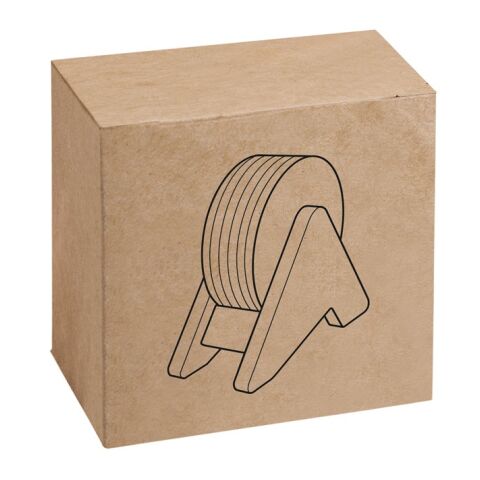 PLYCORK. Sperrholzständer mit 6 Korkuntersetzern Beige | ohne Werbeanbringung