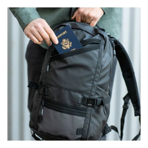 Rivin 18L Rucksack aus rPET. Reflektive Tasche. Laptops bis 17" Schwarz | ohne Werbeanbringung | Nicht verfügbar | Nicht verfügbar | Nicht verfügbar