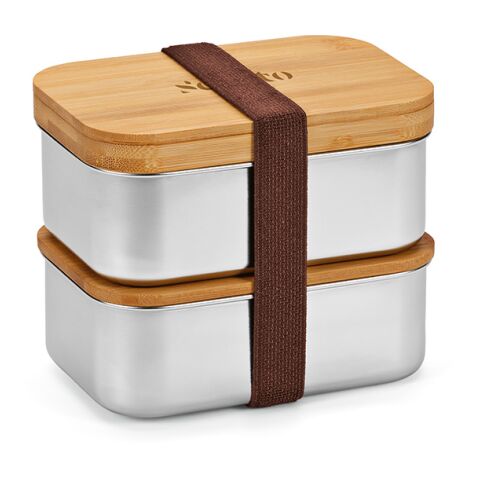 Vermeer Lunchbox, rec.Edelstahl, 1480 ml, mit Bambusdeckel und integriertem Besteck Silber | ohne Werbeanbringung | Nicht verfügbar | Nicht verfügbar | Nicht verfügbar